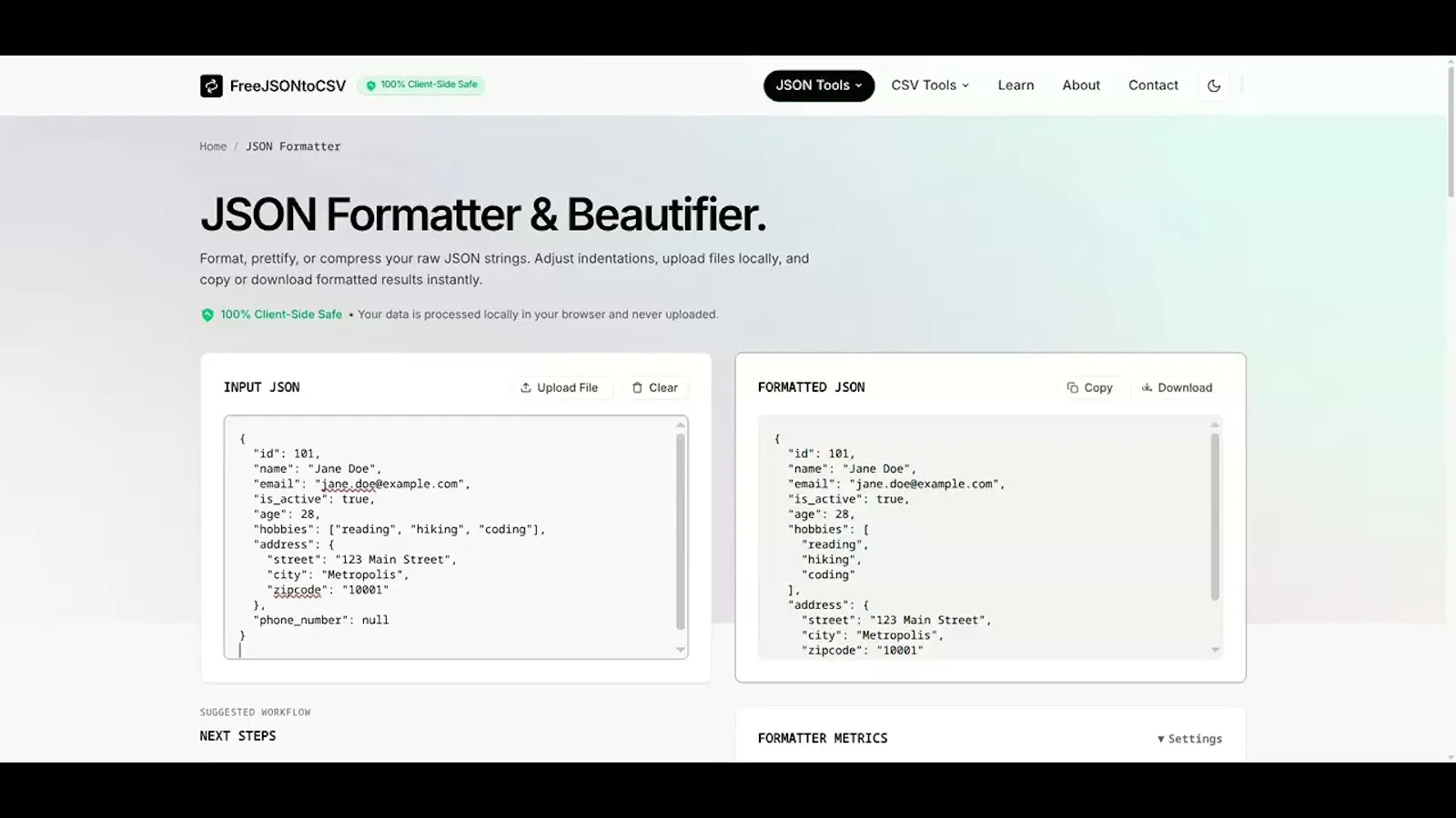 FreeJSONtoCSV screenshot 1 (video preview)