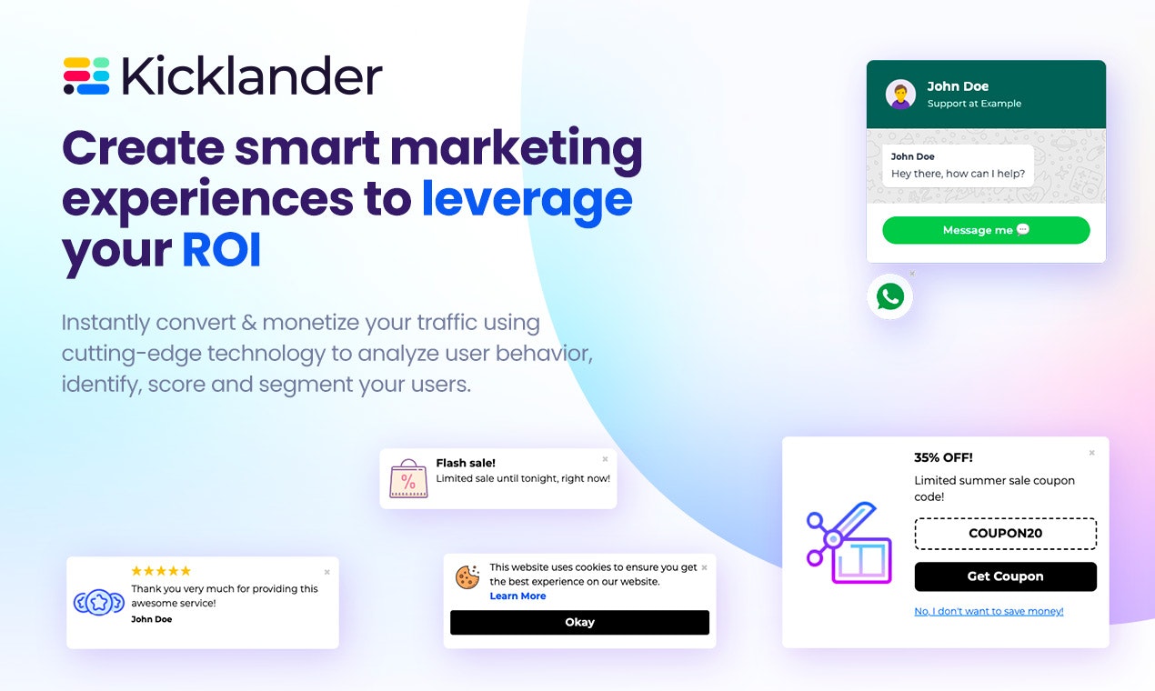 Kicklander - Popups FOMO gratuitas, intención de salida, webhooks y más media 1