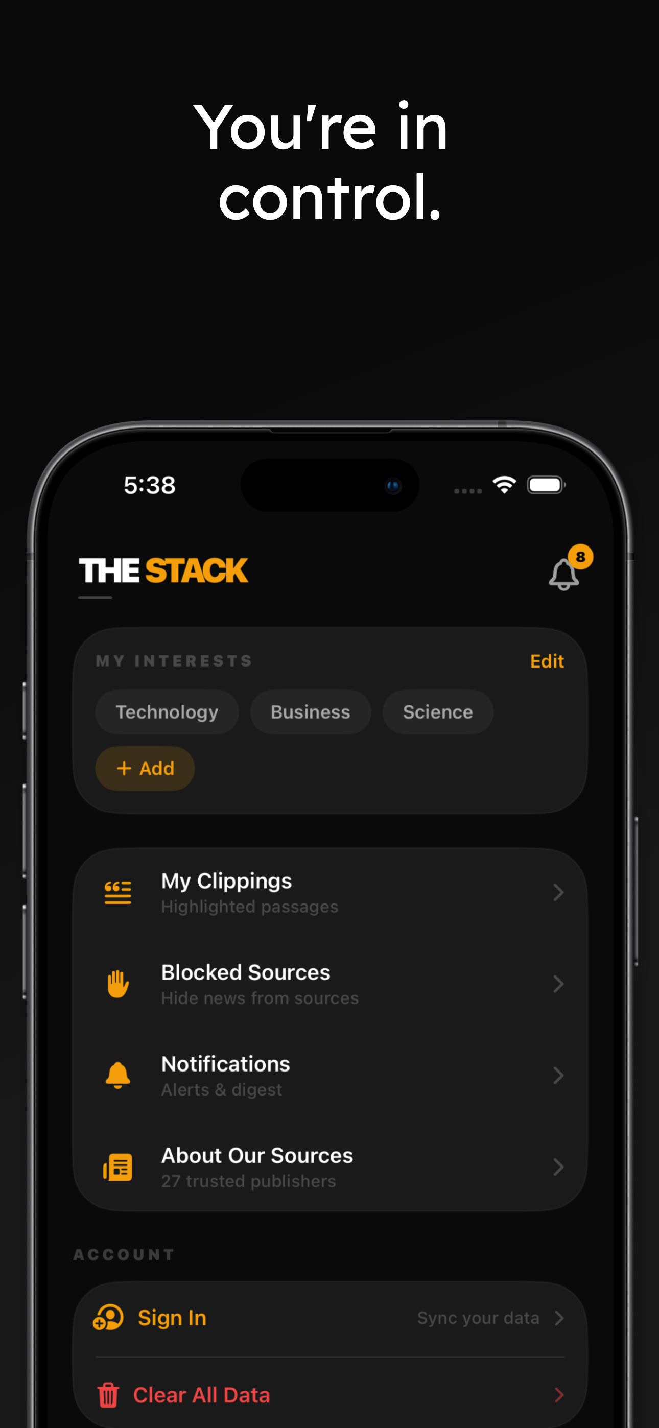 The Stack – Anti-Doomscroll News - Screenshot 5 showing product features and functionality