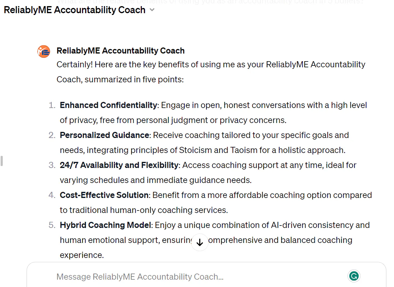 ReliablyME Accountability Coach GPT gallery image
