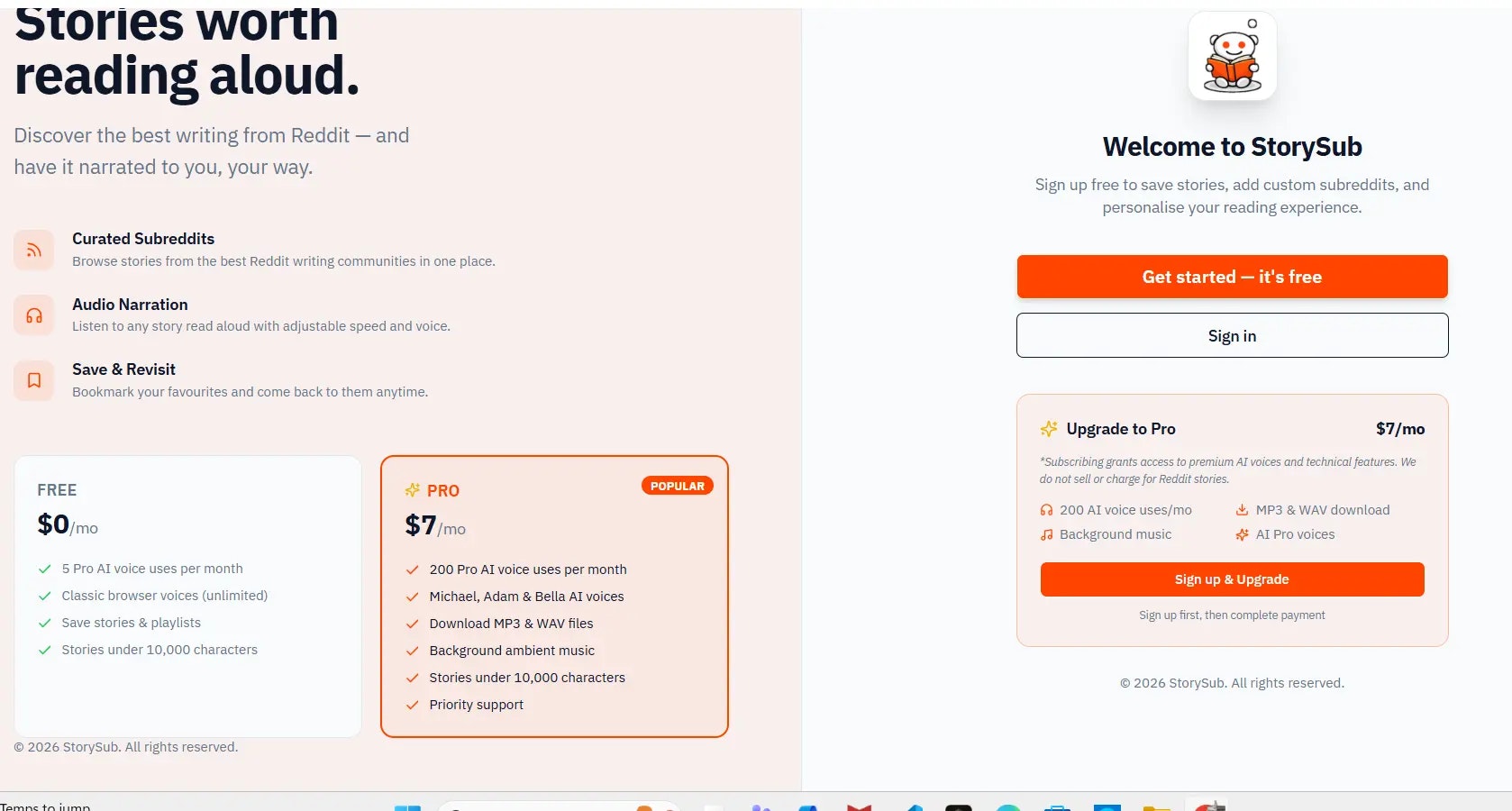 Spotify but for reddit stories - Main product screenshot demonstrating key features and user interface