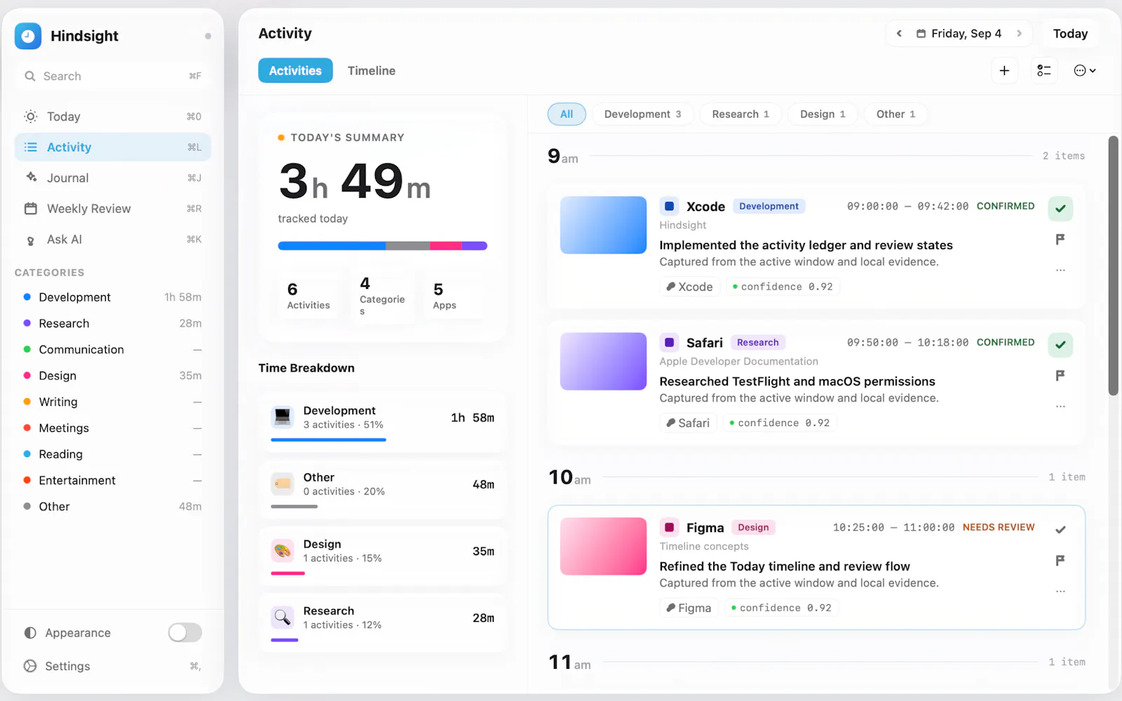 Hindsight: Work Timeline screenshot 2