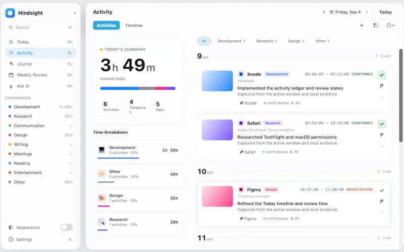 Hindsight: Work Timeline screenshot 2