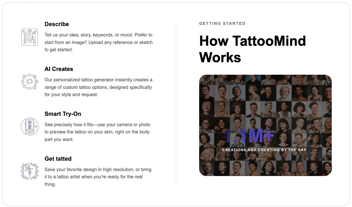 Tattoomindで夢のタトゥーを作成します - 数秒でユニークなビジョンをインクしますメディア2