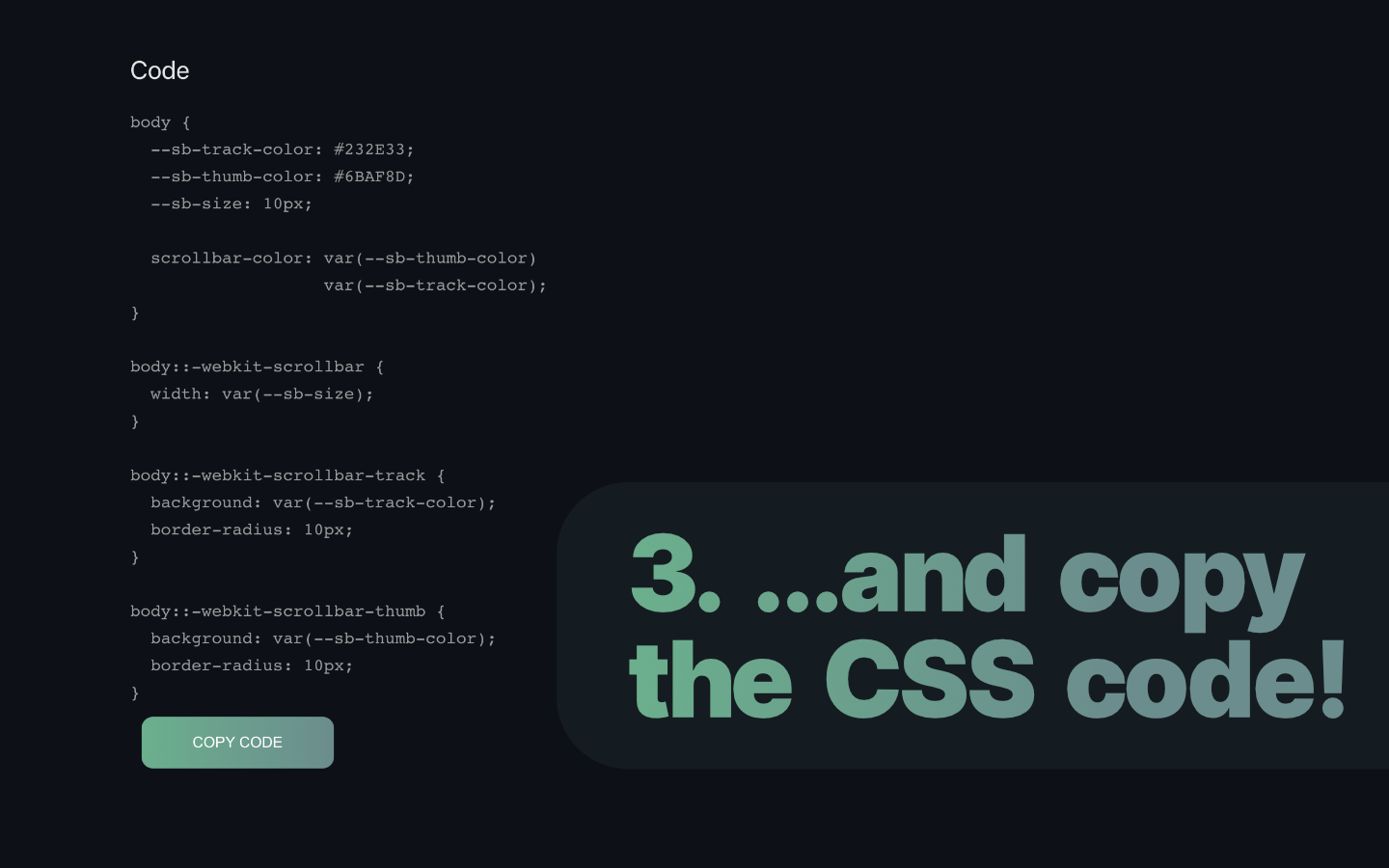 Прокрутка - Простое веб -приложение для разработки пользовательских полос CSS Scrollbars медиа 4