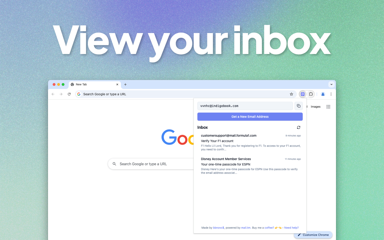 Bessere Erweiterung der temporären Mail -Browser media 2