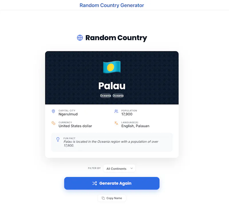 Random Country Generator screenshot 2