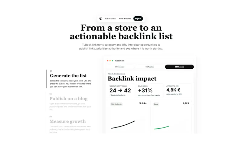 TuBack.link screenshot 2