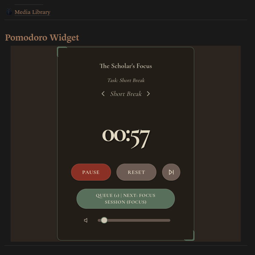 Dark Academia Pomodoro Widget
