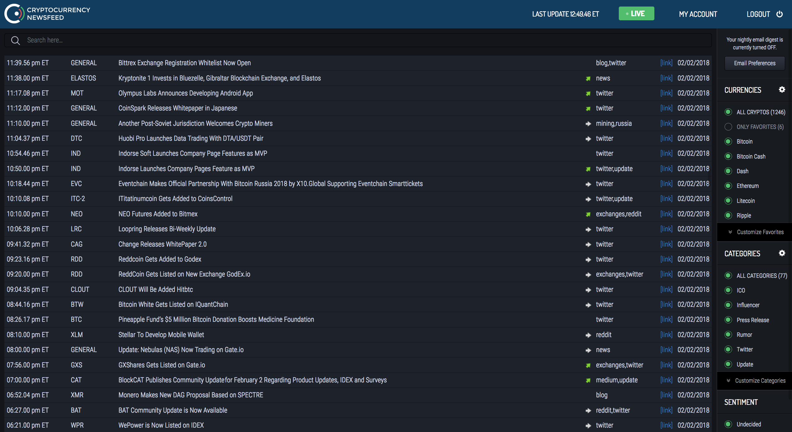 Cryptocurrency Newsfeed gallery image