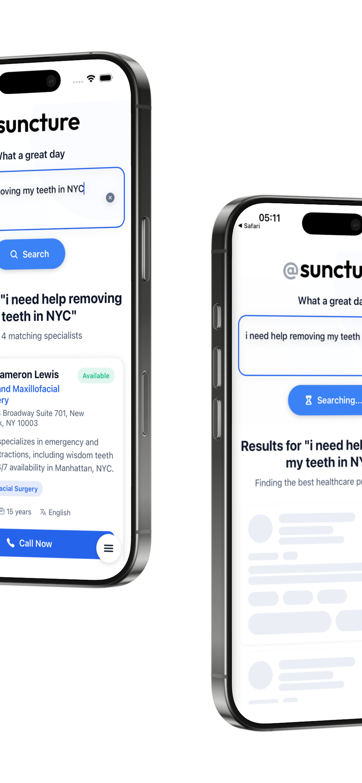 Suncture Mobile Care AI - Main screenshot showing features and interface
