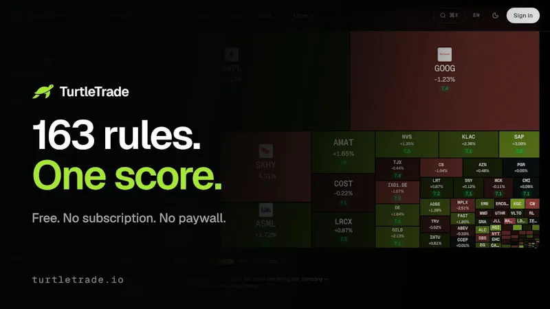 TurtleTrade — transparent stock screener screenshot 1 (video preview)