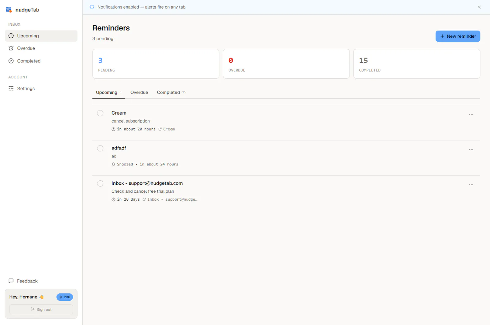 nudgeTab screenshot 2