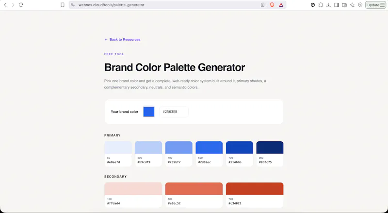 Webnex Color Palette Generator screenshot 2