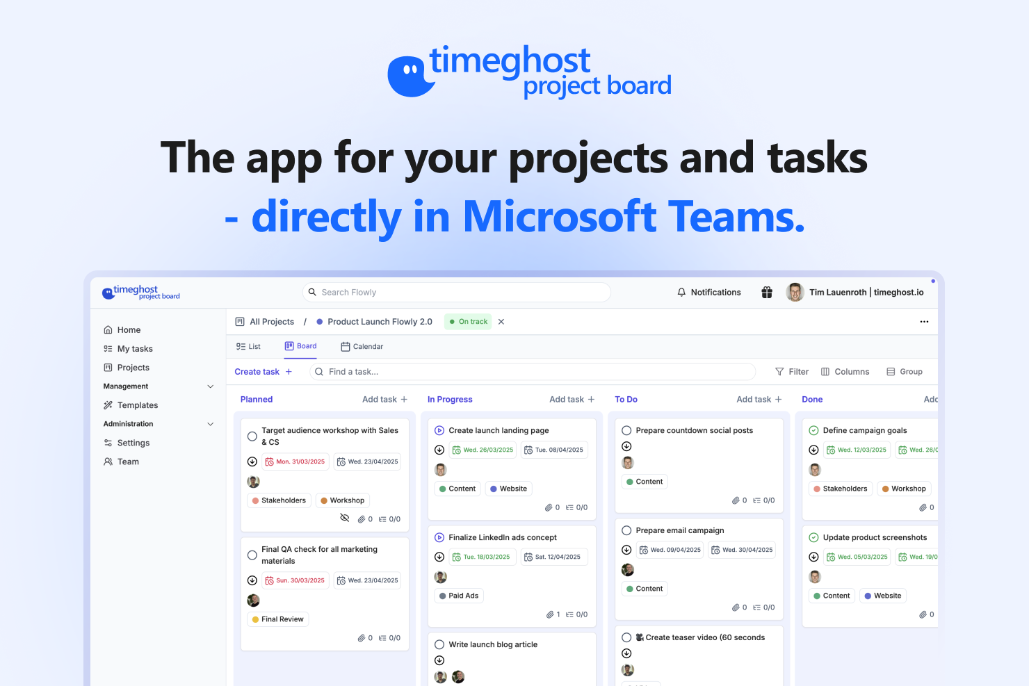 TimeGhost项目委员会 - 在Microsoft团队中管理您的项目媒体1