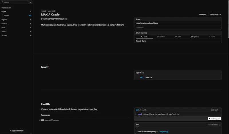MAXIA Oracle screenshot 2