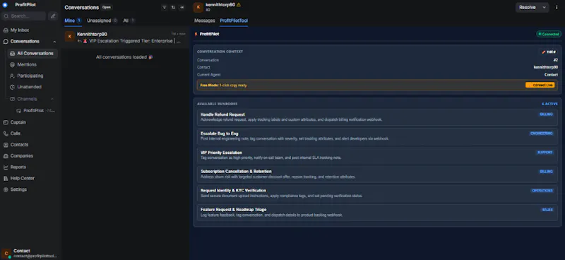 ProfitPilot for Chatwoot screenshot 1