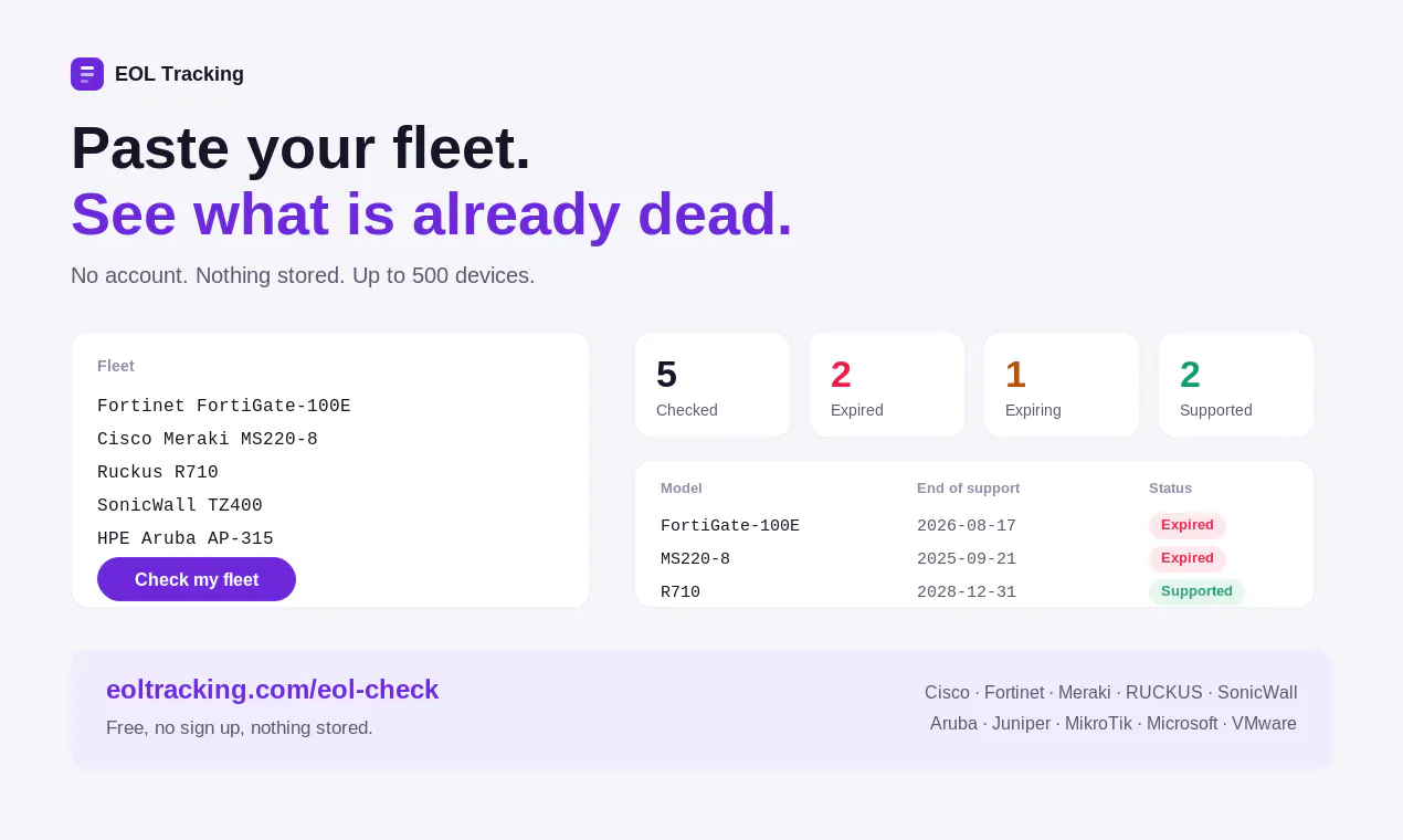 EOL Tracking screenshot 2