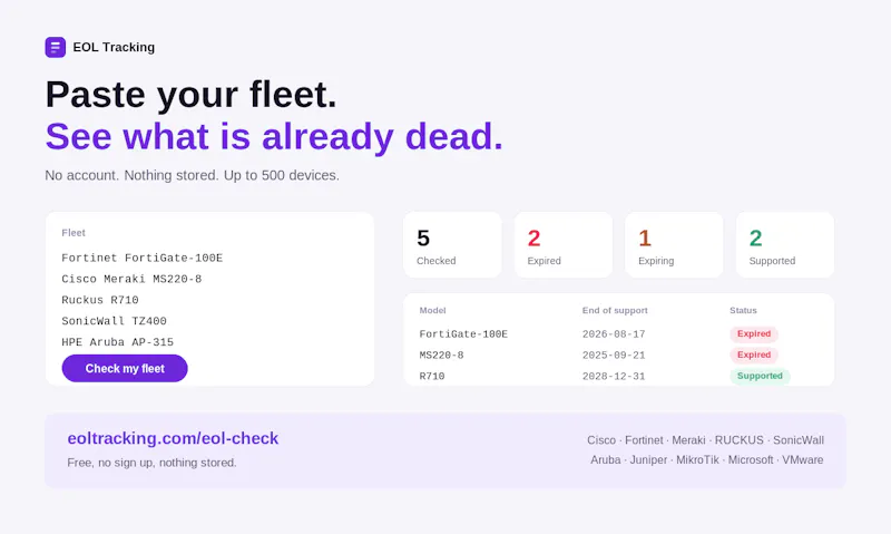 EOL Tracking screenshot 2