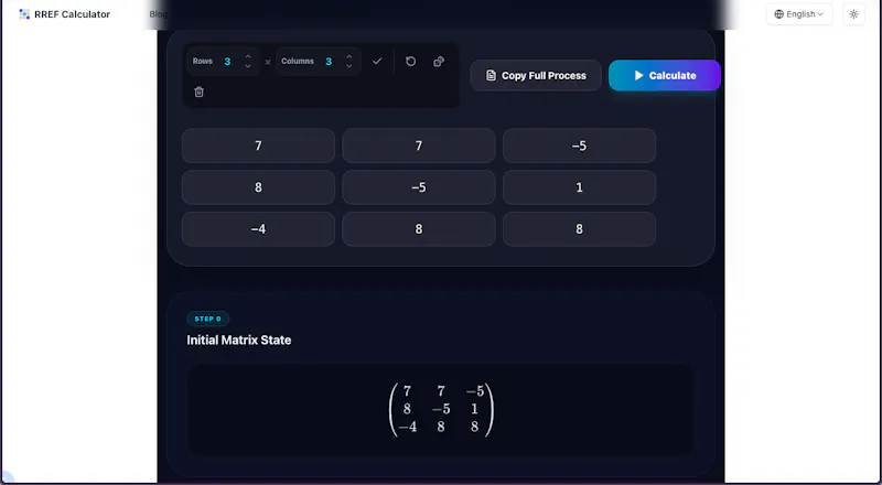 RREF Calculator screenshot 3