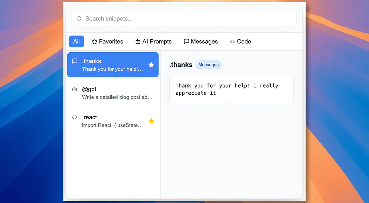 LoadFast Snippet Expander