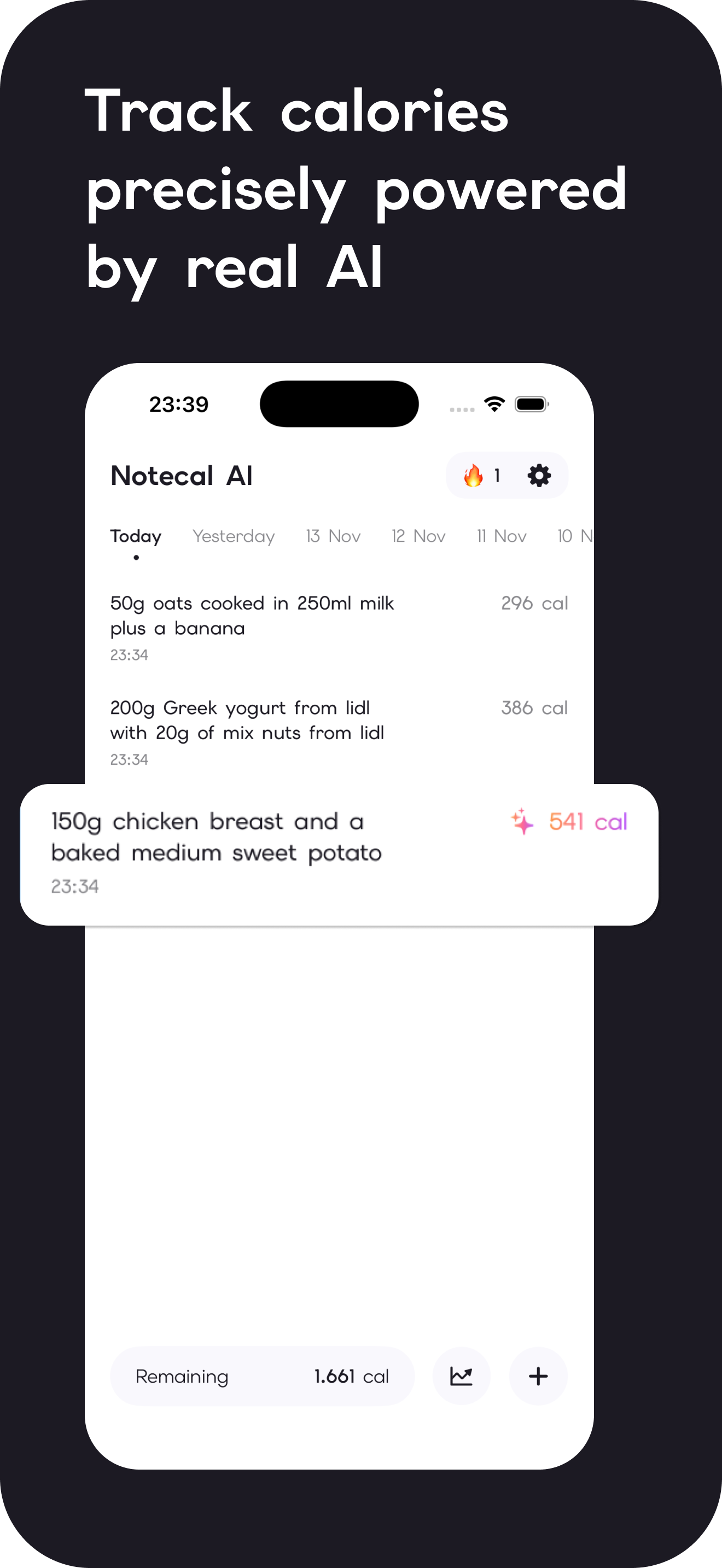 Notecal AI - Calorie Tracker - Screenshot 2 showing product features and functionality