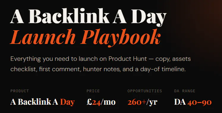 A Backlink A Day のプロダクトバナー