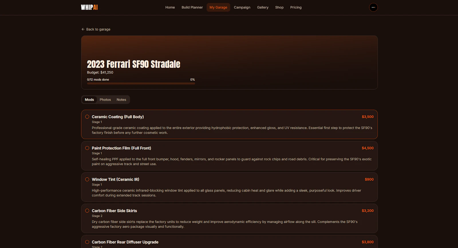 WhipAI - AI Car Mod Planner screenshot 9