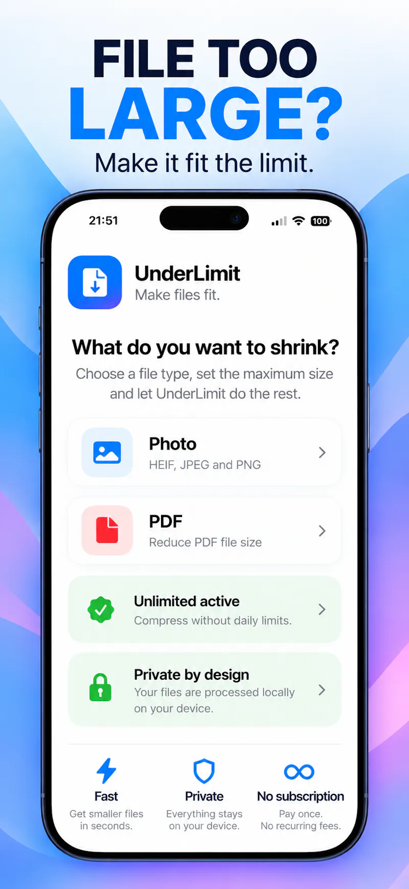 UnderLimit: PDF Compressor screenshot 1