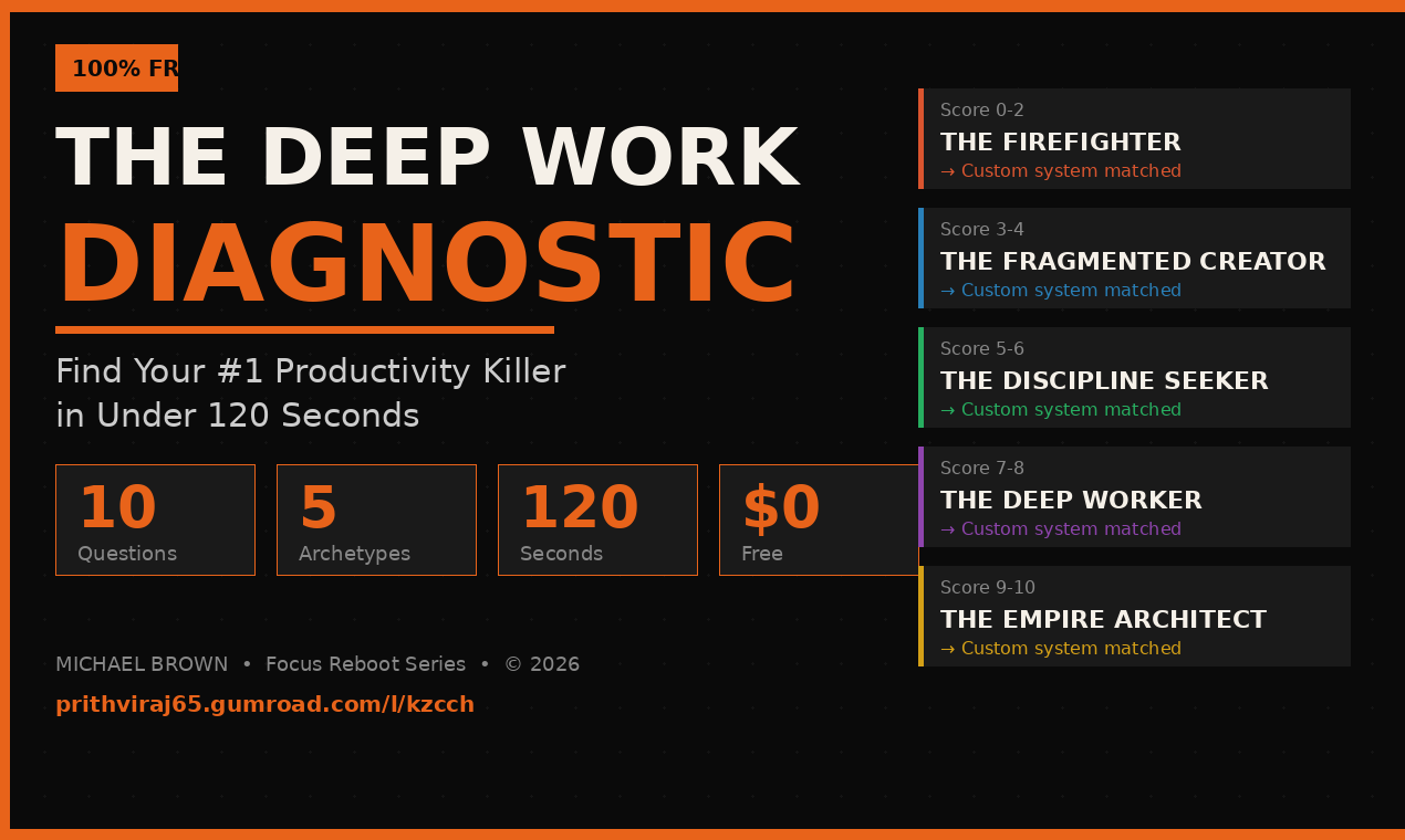 The Deep Work Diagnostic - Main product screenshot demonstrating key features and user interface