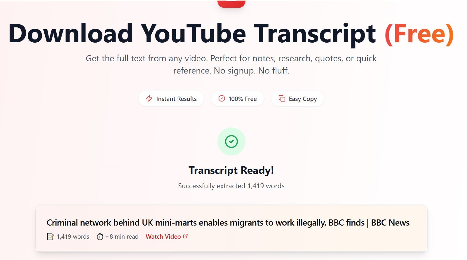 YT Transcript - Screenshot 2 preview