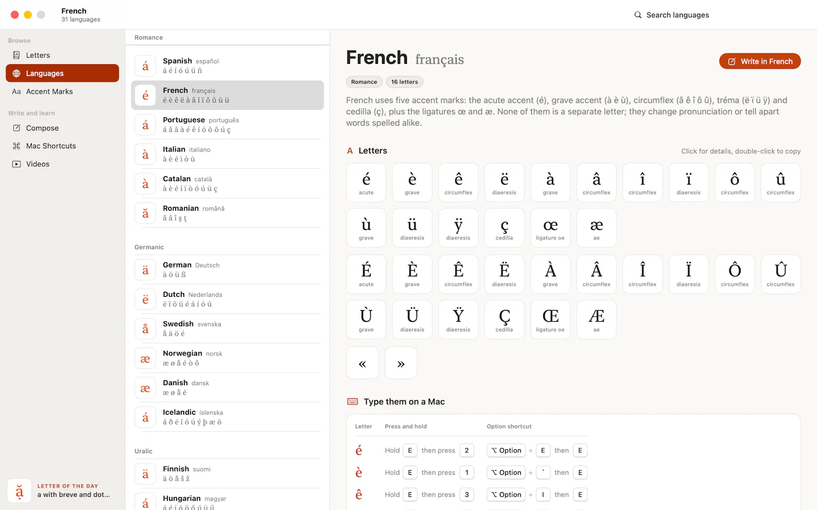 Accent Letters for Mac screenshot 1