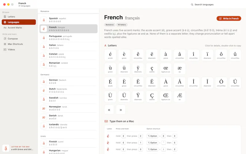 Accent Letters for Mac screenshot 1