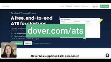 Dover 申请人跟踪系统 (ATS) 仪表板的屏幕截图，展示了其实现无缝高效招聘流程的创新功能。