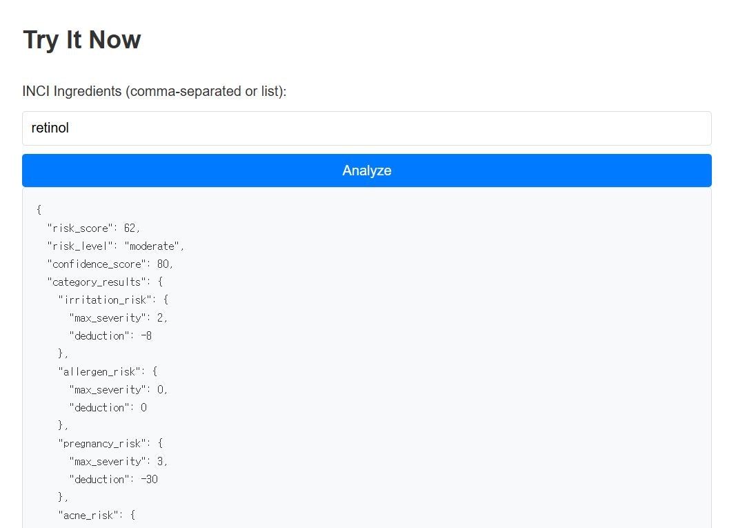 CIRE — Cosmetic Ingredient Risk Engine gallery image