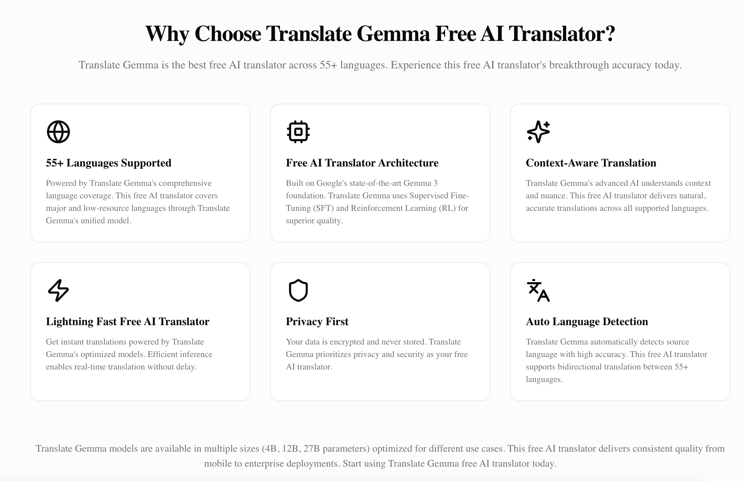 Translate Gemma - Screenshot 3 showing product features and functionality