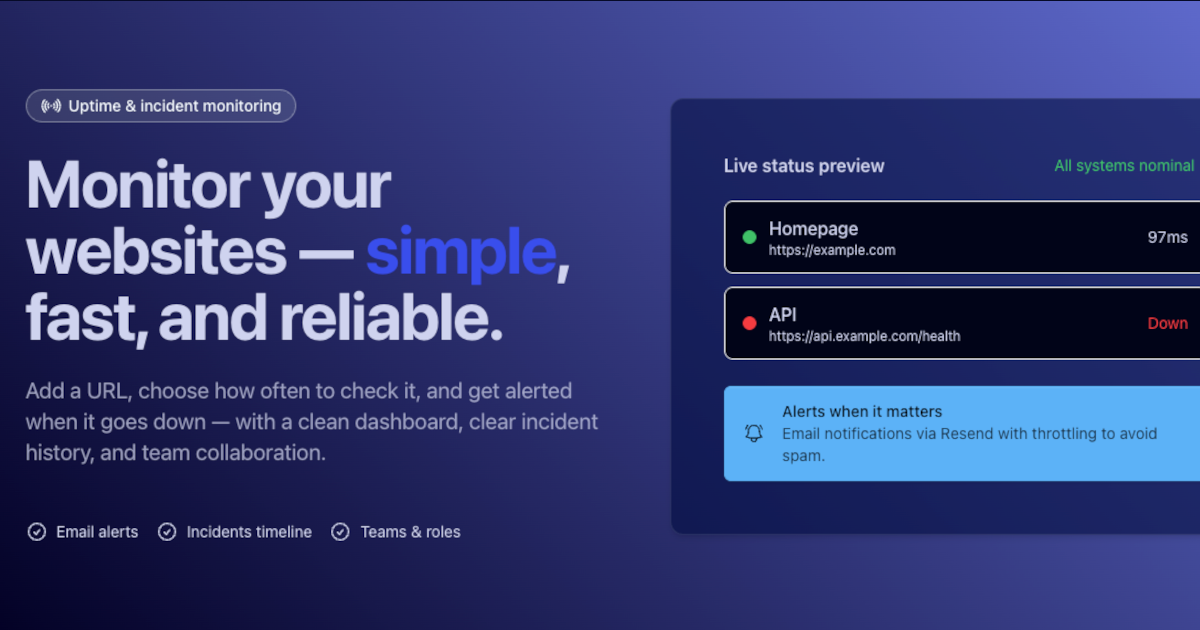 PulseMonitor — Website Uptime Monitor gallery image