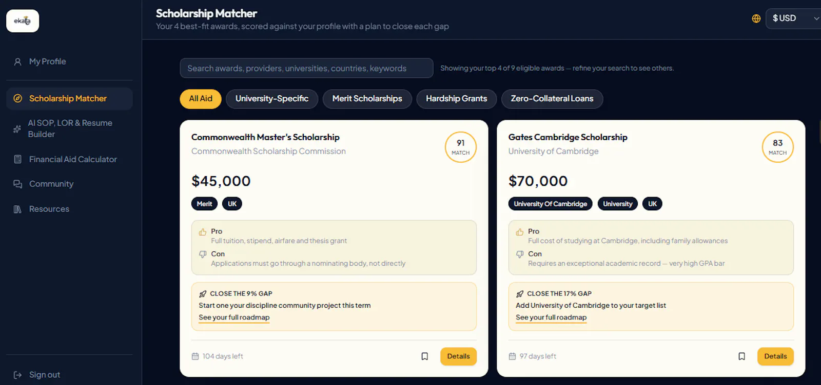 Ekata: Global scholarships for you screenshot 2
