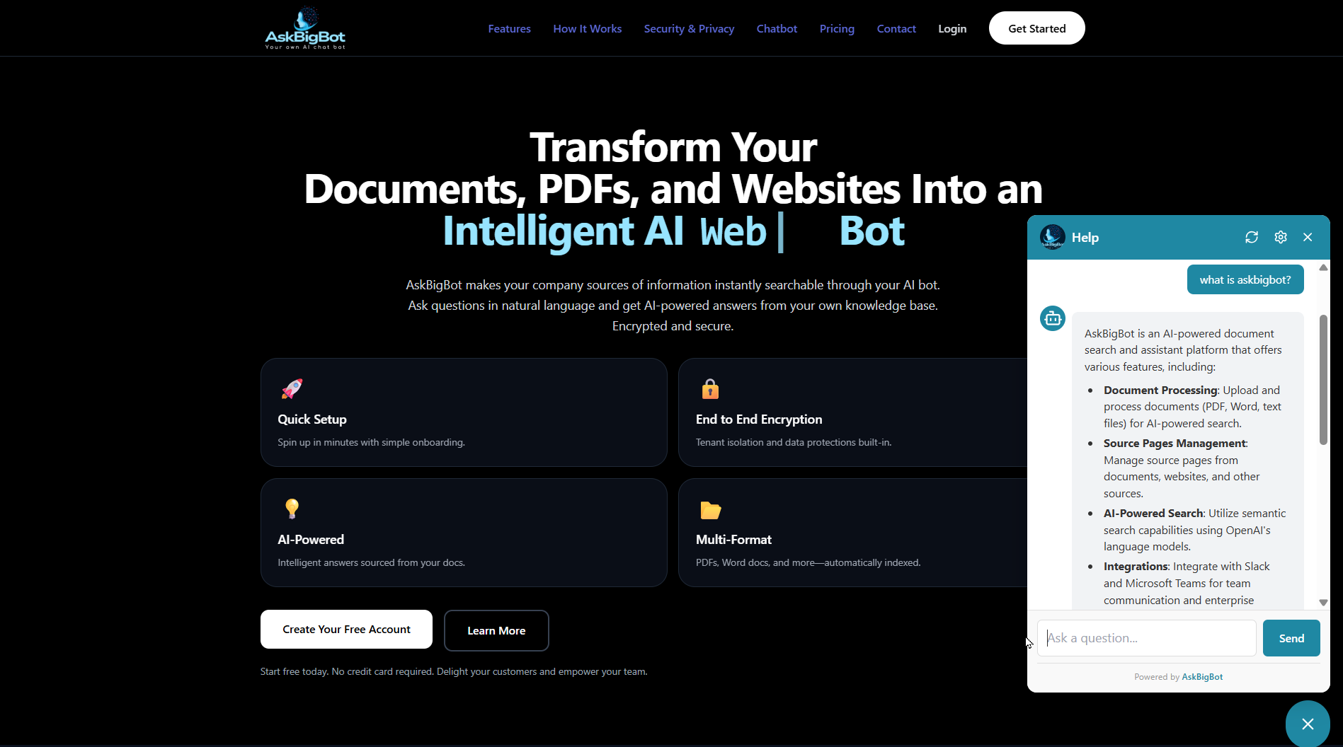 AskBigBot - Main product screenshot demonstrating key features and user interface