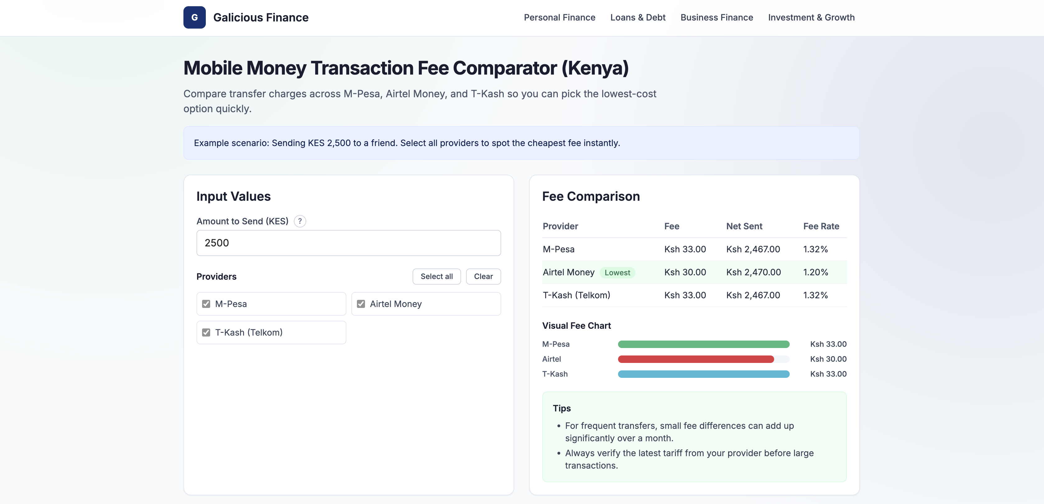 Galicious Financial Calculator - Screenshot 2 showing product features and functionality