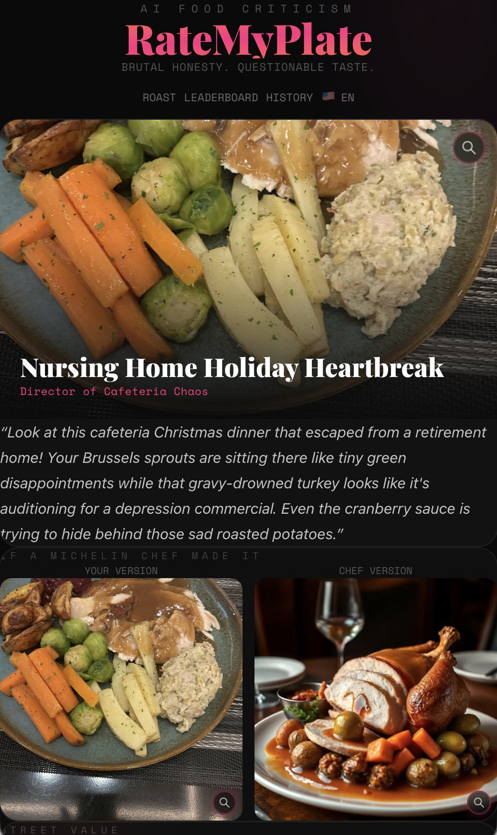 RateMyPlate - Main product screenshot demonstrating key features and user interface