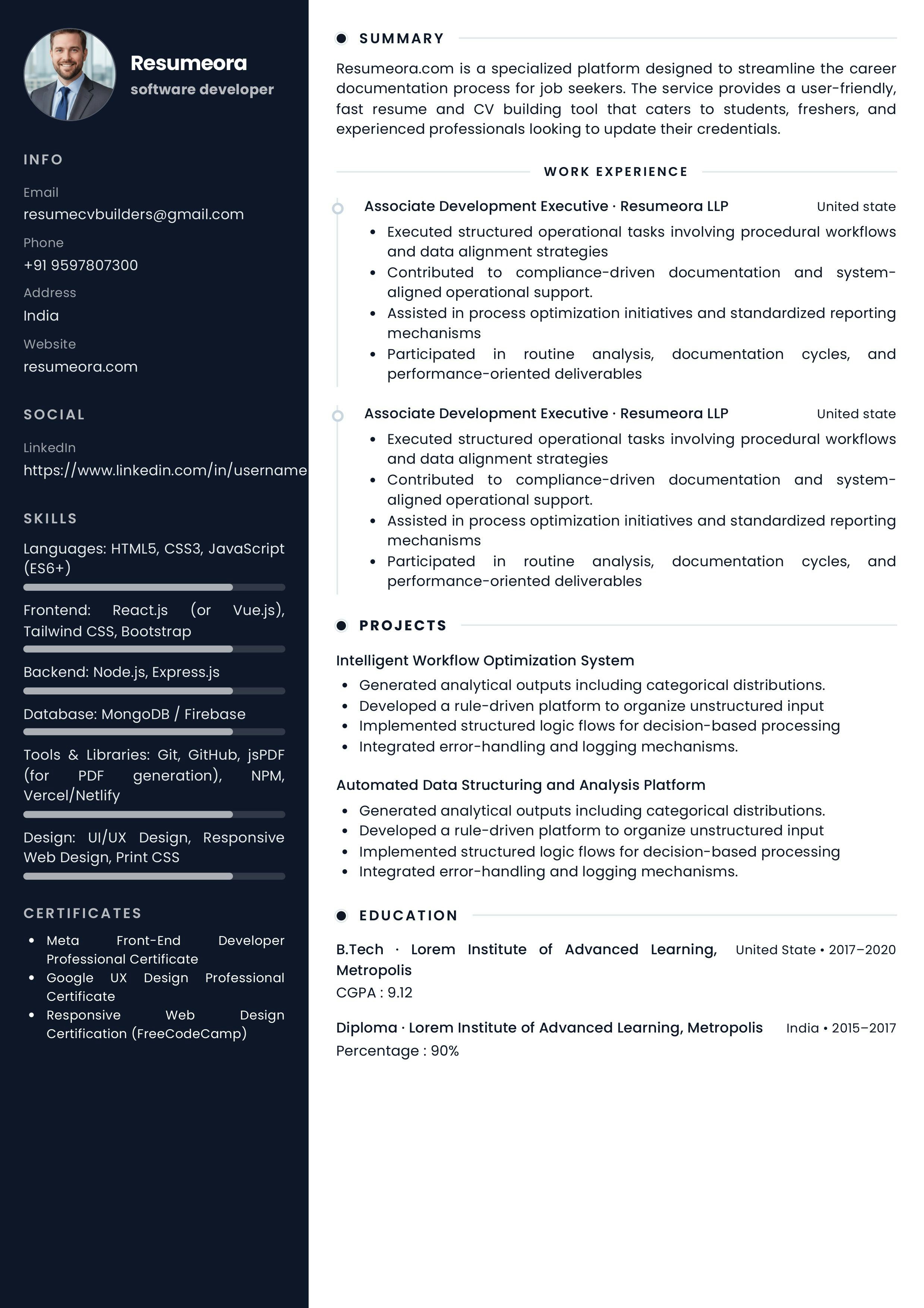 Resumeora Resume Builder gallery image