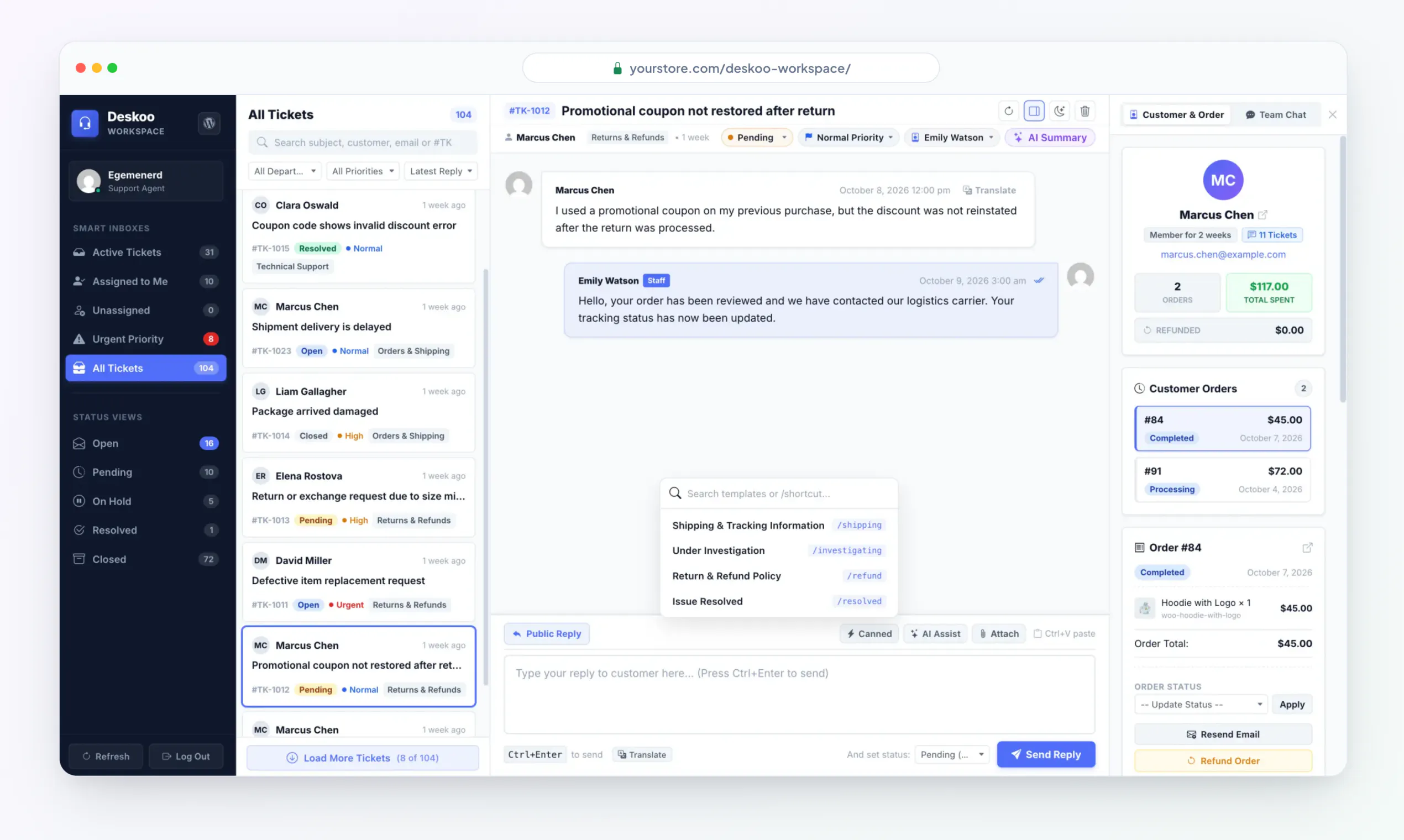 Deskoo: Customer Support for WooCommerce gallery image