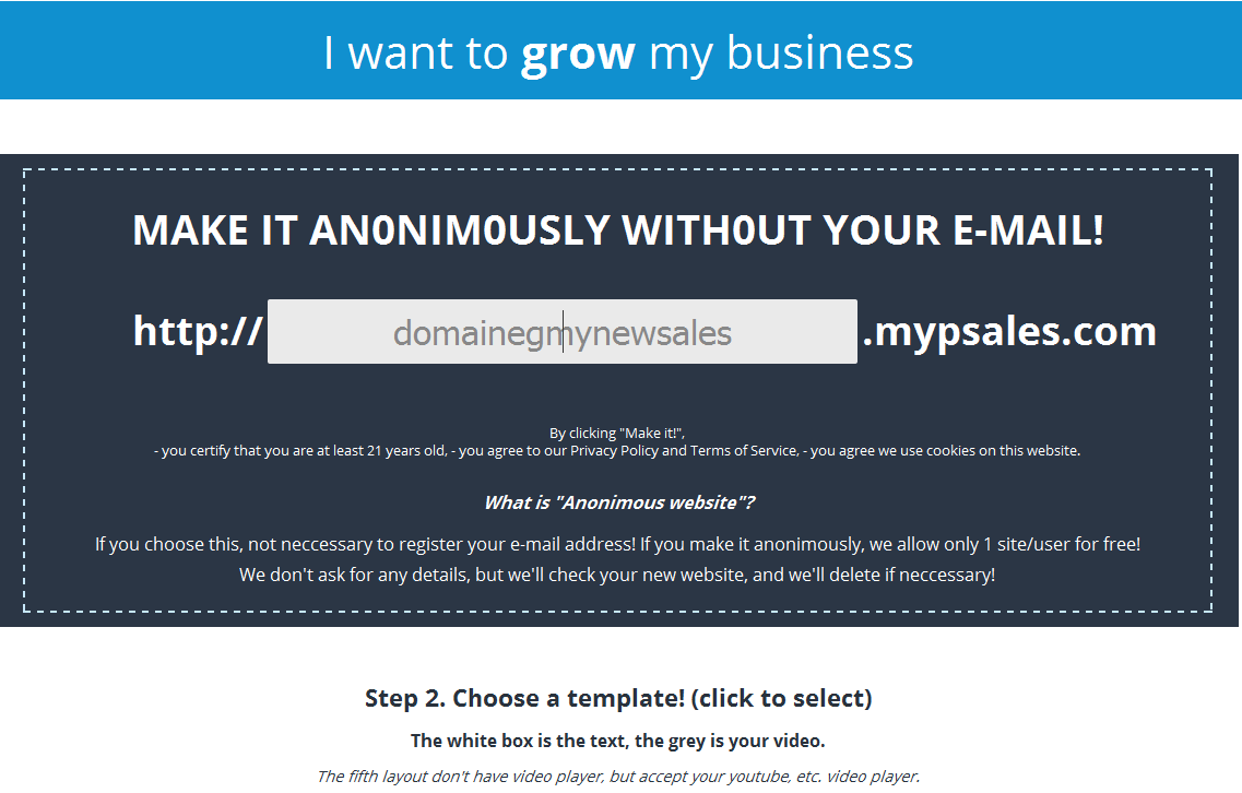 Make your website anonymously for FREE!