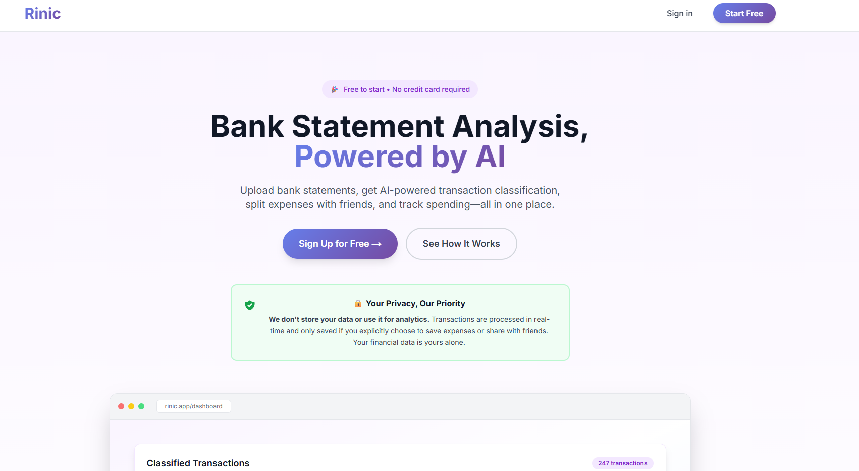 Rinic - Main product screenshot demonstrating key features and user interface