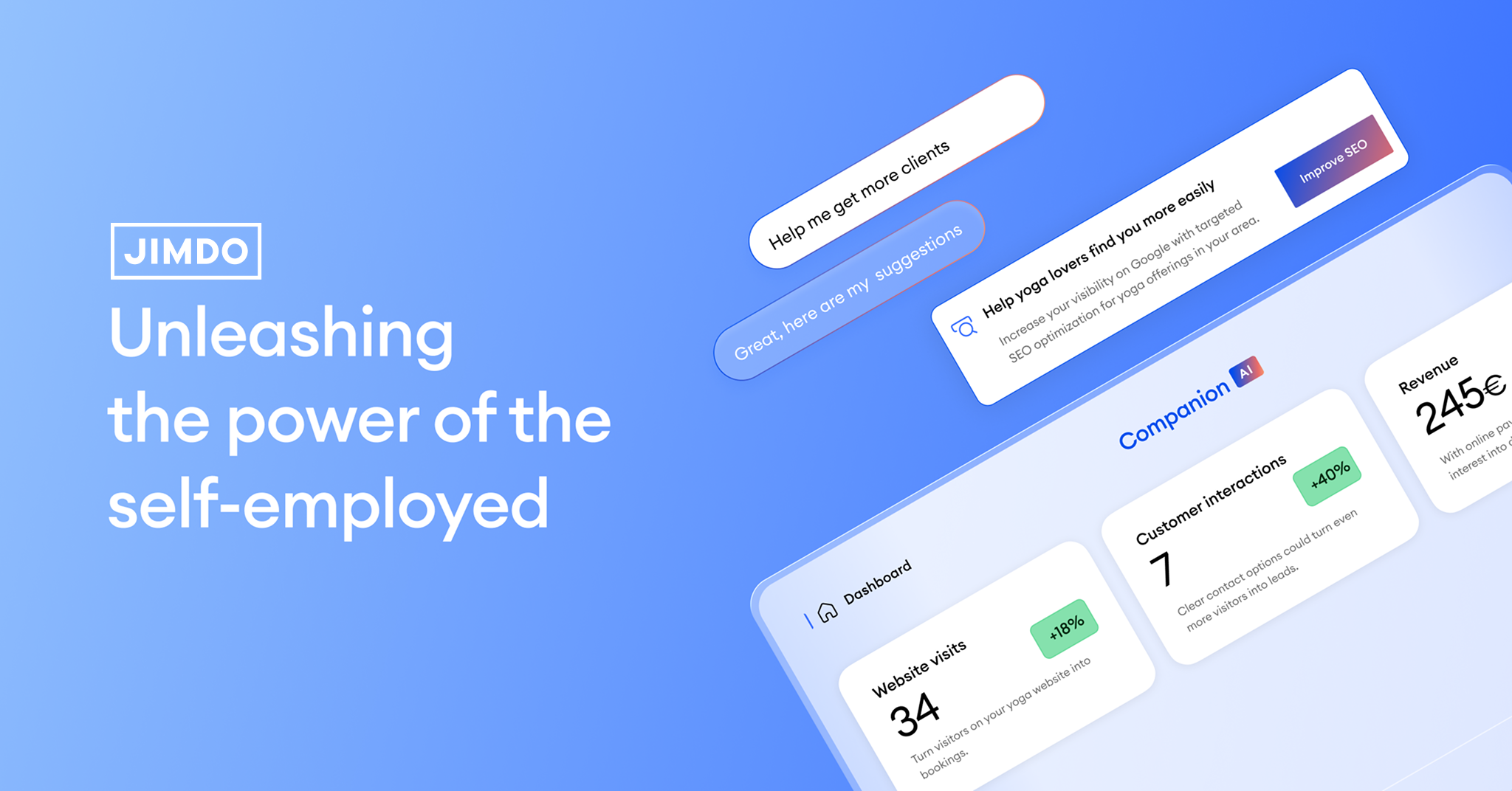 Jimdo Companion - Main screenshot showing features and interface