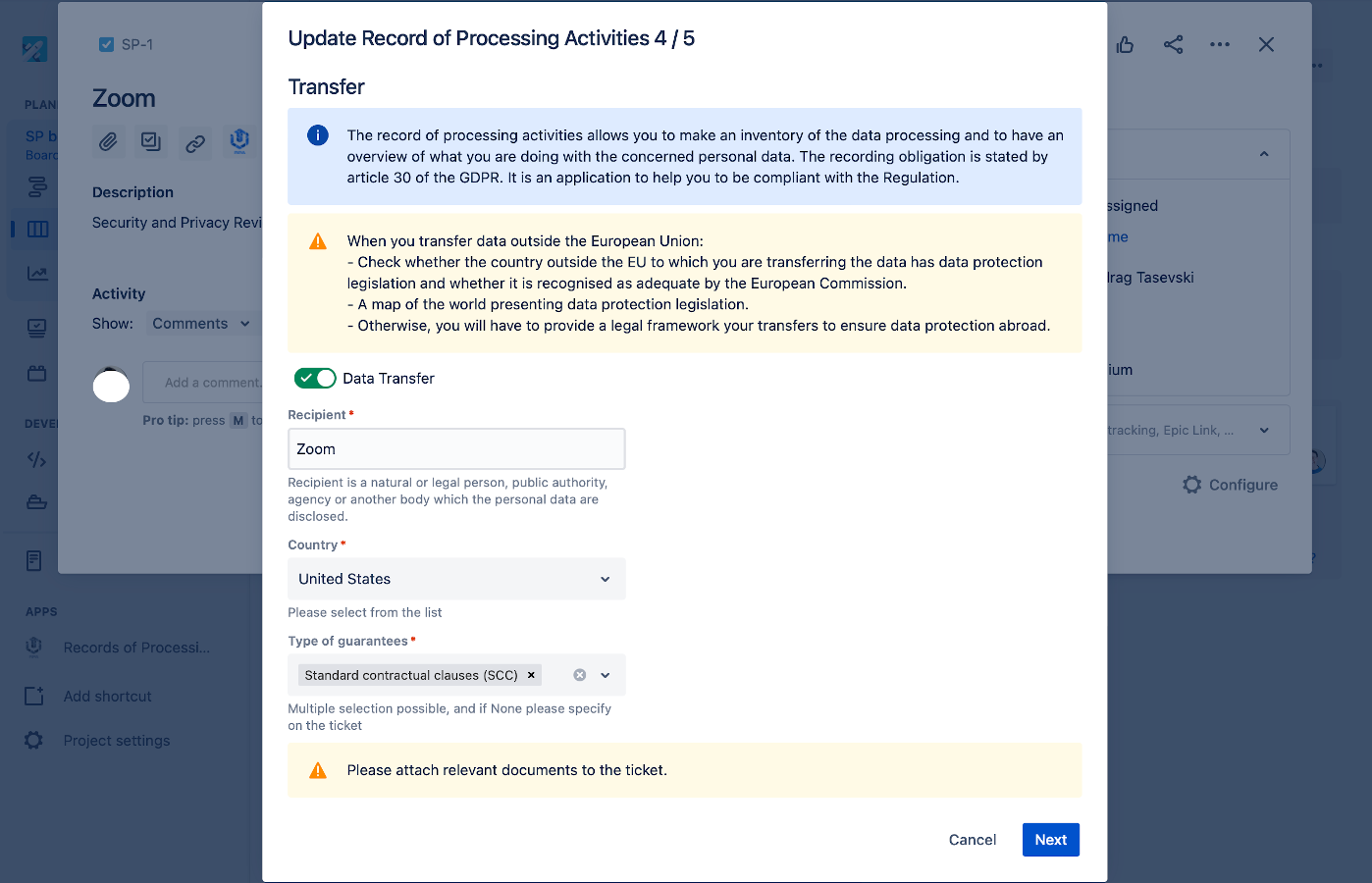 Record elabora le attività di elaborazione per JIRA media 3