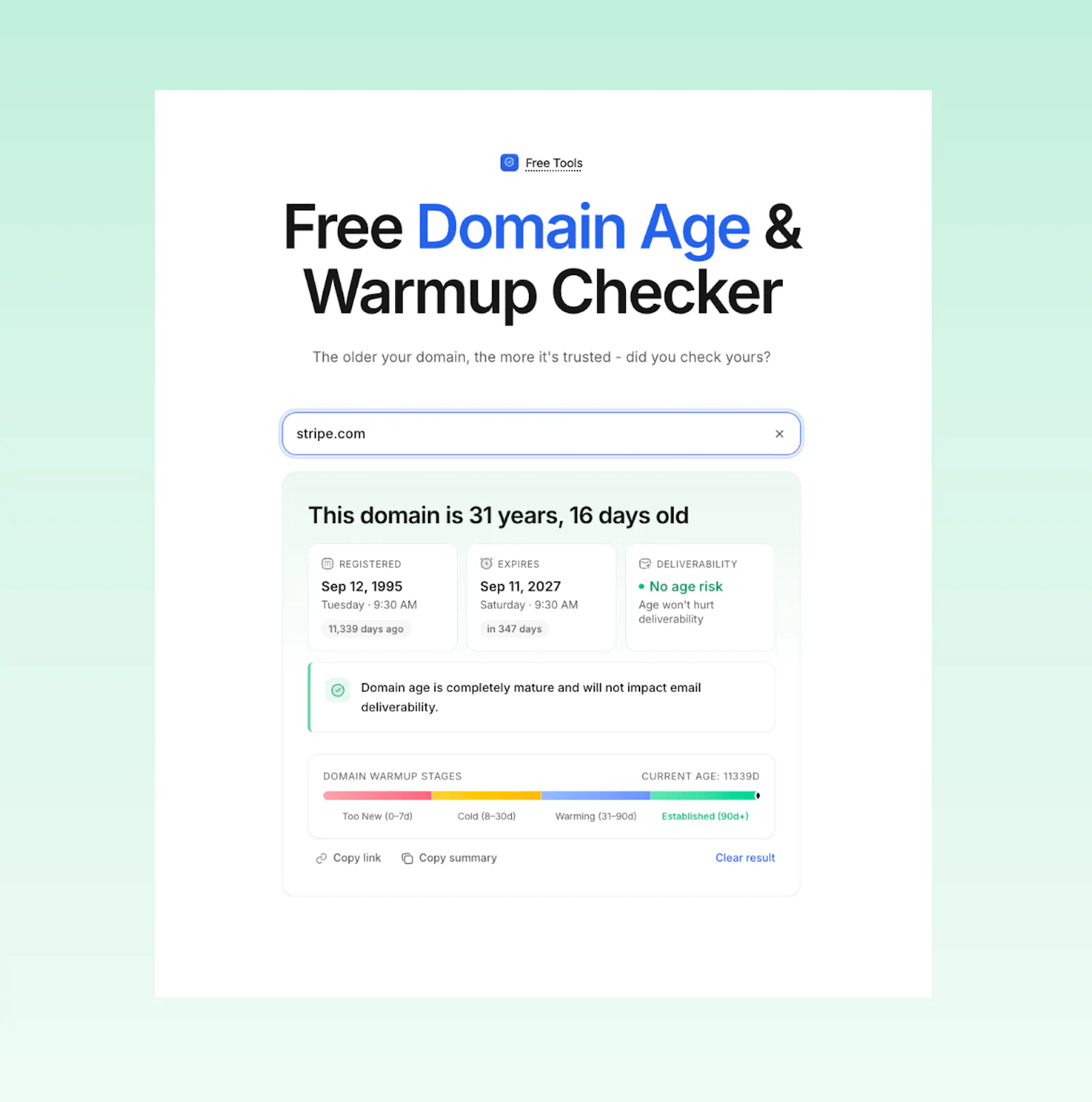 Reloop Domain Age & Warmup Checker screenshot 1