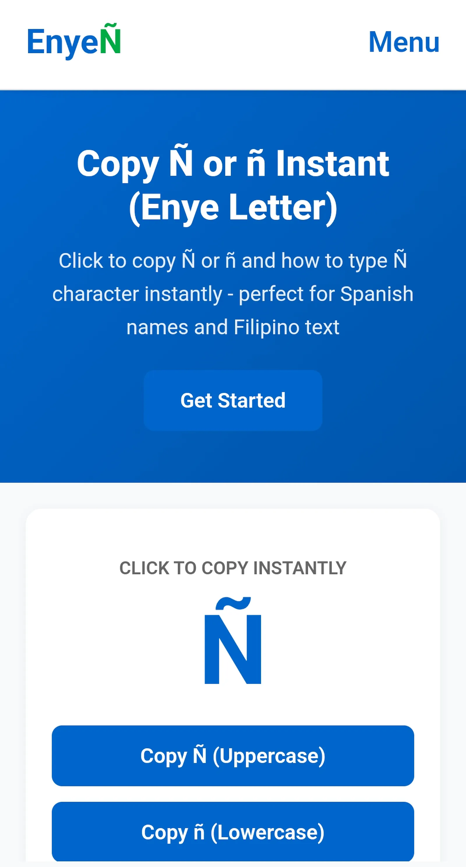 Enye Ñ Copy paste screenshot 1