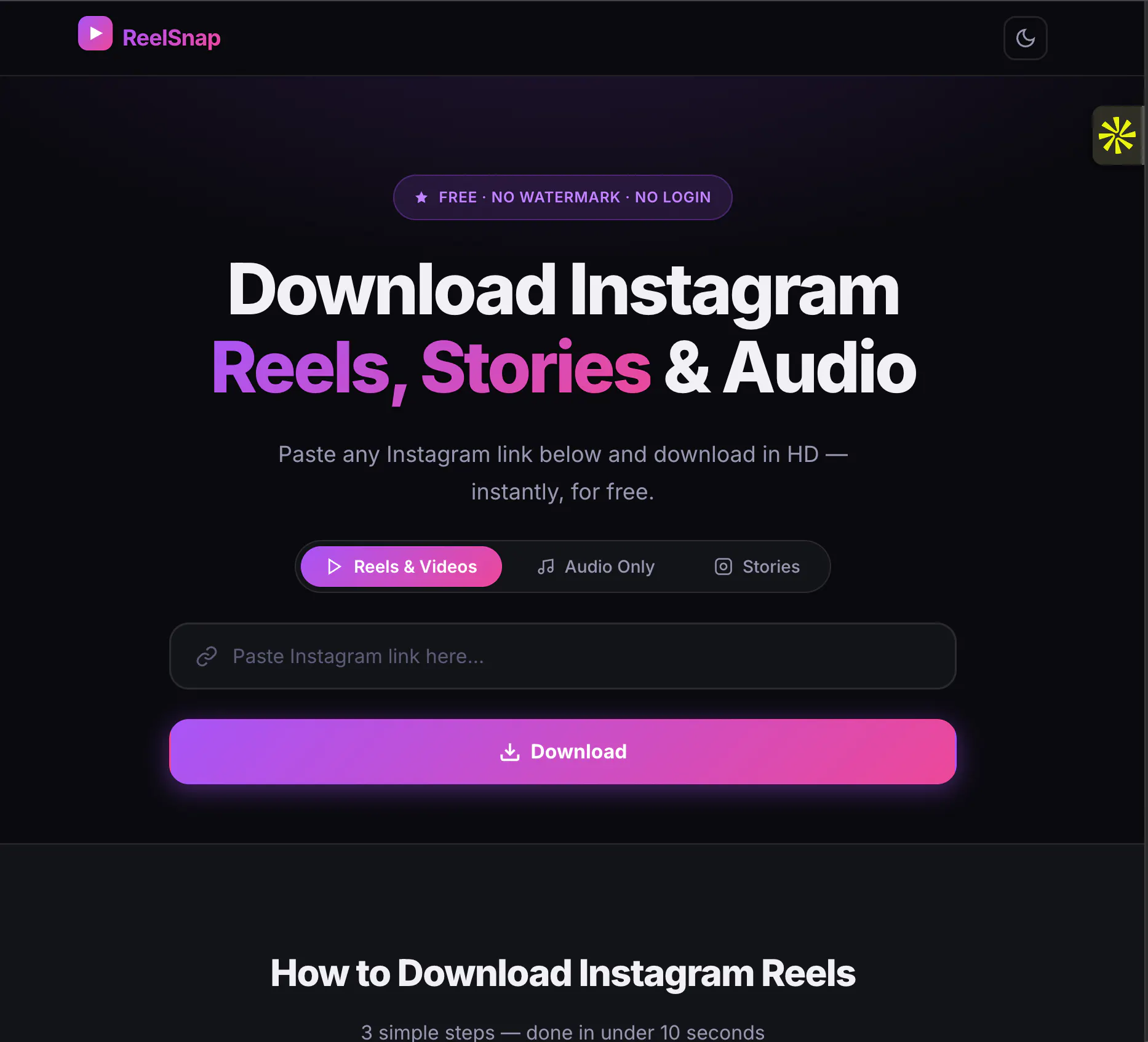 ReelSnap Free Instagram Reels Downloader
